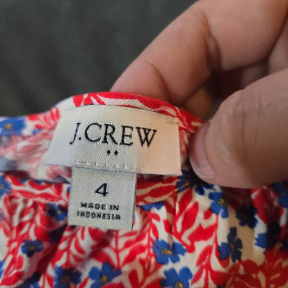 J.Crew Red Blue Floral Sleeveless Midi Dress Size 4 - Picture 3 of 8
